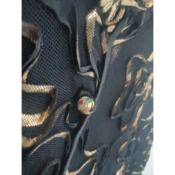 Zuì hóngyán Black Gold Applique Cocktail Dress size Small - Picture 2 of 4